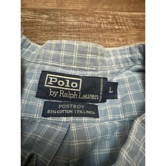 Vintage Ralph Lauren Polo Post boy Men’s Shirt L Collarless Linen Blend - Picture 3 of 5